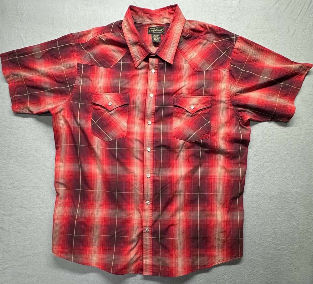 High Noon Short Sleeve Western Shirt Size 2XL Red Plaid